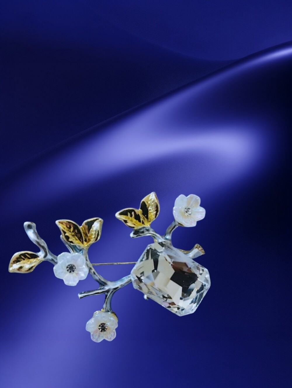Crystal Floral Branch Brooch